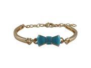 Dlux Jewels Turquoise Enamel Bow with Gold Plated Brass Bangle Bracelet 5.5 x 1 in.
