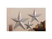 Giftcraft 84782 12.5 x 12 in. Metal Star Design Wall Decor Antiqued Silver Set of 3
