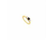 Fine Jewelry Vault UBJ2374Y14100BDD 14K Yellow Gold Princess Prong Set Black White Diamond Three Stone Ring 1 CT