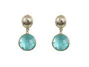 Dlux Jewels 13 mm Gold Plated Brass Earrings with Round Aqua Cubic Zirconia