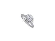 Fine Jewelry Vault UBNR84371W14CZ CZ Halo Engagement Ring in 14K White Gold