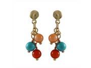 Dlux Jewels Turquoise Three 4 mm Balls Dangling with 22.5 mm Long Gold Filled Post Earrings