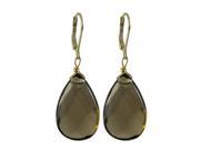 Dlux Jewels Smoke Semi Precious Stone Gold Tone Sterling Silver Lever Back Earrings 1.87 in.