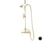 World Imports 403833 Two Handles Tub Filler with Handshower and Plain Porcelain Lever Handles Oil Rubbed Bronze