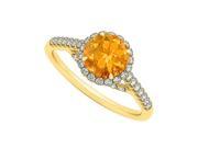 Fine Jewelry Vault UBNR83884AGVYCZCT Citrine CZ Specially Designed Engagement Ring in Yellow Gold Vermeil 40 Stones