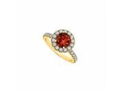 Fine Jewelry Vault UBNR50838Y14CZGR Halo Engagement Ring With Garnet January Birthstone CZ in 14K Yellow Gold 8 Stones