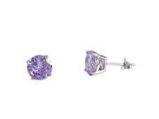 Dlux Jewels 8 mm Sterling Silver Round Post Earrings Cubic Zirconia Lavender