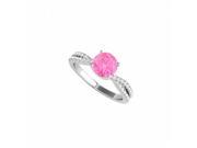 Fine Jewelry Vault UBUNR50843EW14CZPS Pink Sapphire CZ Ring With Criss Cross Design 32 Stones