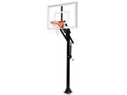 First Team Jam Turbo BP Steel Glass In Ground Adjustable Basketball System Forest Green