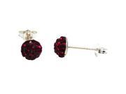 Dlux Jewels SS 6m grnt Sterling Silver Garnet Shamballa Half Ball Earrings