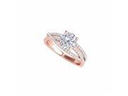 Fine Jewelry Vault UBNR50862EAGVRCZ Criss Cross CZ Engagement Ring in 14K Rose Gold Vermeil