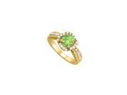 Fine Jewelry Vault UBNR83882Y14CZPR August Birthstone Peridot CZ Yellow Gold Filigree Engagement Ring 12 Stones