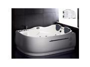 EAGO AM124 L 6 ft. Double Corner Acrylic White Whirlpool Bathtub Drain on Left