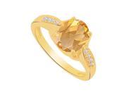 Fine Jewelry Vault UBNR83981Y149X7CZCT Oval Citrine CZ Solitaire Ring in 14K Yellow Gold 8 Stones