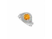 Fine Jewelry Vault UBNR50827AGCZCT Citrine CZ Engagement Ring in 925 Sterling Silver 64 Stones
