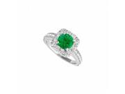 Fine Jewelry Vault UBUNR50875EW14CZE CZ Emerald Halo Ring in Prong Setting 1.50 CT TGW 4 Stones