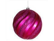 NorthLight 6 in. Cerise Pink Glitter Swirl Shatterproof Christmas Ball Ornament