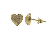 Dlux Jewels Gold Plated Sterling Silver 7 mm Heart Cubic Zirconia Post Stud Earrings