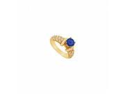 Fine Jewelry Vault UBUJ2876Y14CZS Created Sapphire CZ Engagement Ring 14K Yellow Gold 2 CT TGW 26 Stones