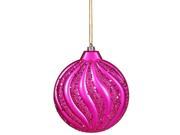 NorthLight 6 in. Cerise Pink Glitter Swirl Shatterproof Christmas Disc Ornament