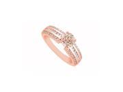 Fine Jewelry Vault UBJS3019AP14DMG Morganite Three Rows of Diamonds in 14K Rose Gold Engagement Ring Jewelry Gift 16 Stones