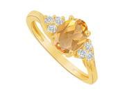 Fine Jewelry Vault UBNR83932Y148X6CZCT Oval Citrine CZ Engagement Ring in 14K Yellow Gold 6 Stones