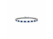 Fine Jewelry Vault UBUBRAGSQPR300CZS Created Sapphire CZ Tennis Bracelet With 3 CT TGW on 925 Sterling Silver 25 Stones