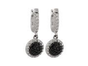Dlux Jewels Rhodium Black Over Sterling Silver 10.2 mm Circle Dangling with Black Cubic Zirconia Lever Back Earrings 26.1 x 10.2 x 3.4 in.