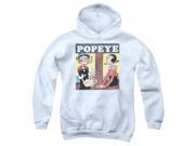 Trevco Popeye Loves Olive Youth Pull Over Hoodie White Large