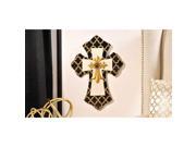 Giftcraft 84836 13.3 x 18.9 in. MDF Mixed Media Wall Cross Black Gold