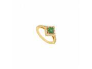 Fine Jewelry Vault UBUJ8801Y14CZE Created Emerald CZ Engagement Ring in 14K Yellow Gold 1 CT TGW 36 Stones