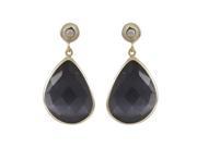 Dlux Jewels Dark Amethyst Cats Eye Semi Precious Faceted Stone Gold Plated Sterling Silver Post Earrings