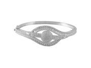Dlux Jewels 60 mm Sterling Silver Bangle with White Cubic Zirconia