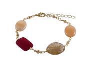 Dlux Jewels Assorted Color Faceted Semi Precious Stones with Gold Plated Brass Fancy Chain Bracelet 7 in.