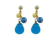 Dlux Jewels Blue Chalcedony Stones with Gold Filled Post Earrings
