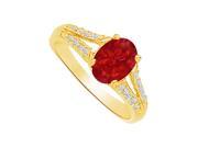 Fine Jewelry Vault UBUNR83136AGVY9X7CZR Ruby CZ Split Shank Ring in Yellow Gold Vermeil 4 Stones