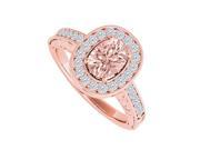 Fine Jewelry Vault UBNR84512P149X7DMG Oval Morganite Diamonds Halo Engagement Ring 32 Stones