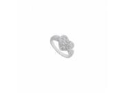 Fine Jewelry Vault UBF771W14CZ CZ Heart Fashion Ring in 14K White Gold 0.66 CT 22 Stones