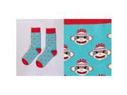 Giftcraft 410375 Mens Crew Sock Monkey Design Blue Red Pack of 3