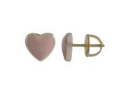Dlux Jewels Light Pink Enamel 7 x 8 mm Heart Stud with Gold Plated Sterling Silver Post Screen Back Earrings