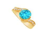 Fine Jewelry Vault UBUNR82556Y149X7CZBT Blue Topaz CZ Semi Swirl Ring in 14K Yellow Gold 4 Stones