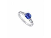 Fine Jewelry Vault UBUS6777S Diffuse Sapphire Diamond Engagement Ring in 14K White Gold 1.25 CT TGW 12 Stones