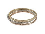 Dlux Jewels Tri Colored 3 Piece Brass Bangle Set with Hammered Design 60 mm