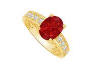 Fine Jewelry Vault UBUNR83553AGVY9X7CZR Oval Shaped Ruby CZ Ring in 18K Yellow Gold Vermeil 8 Stones