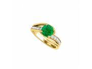 Fine Jewelry Vault UBUNR84671Y14CZE Emerald CZ Engagement Ring in 14K Yellow Gold 2 Stones