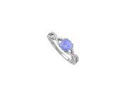 Fine Jewelry Vault UBUNR50547AGCZTZ CZ Created Tanzanite Criss Cross Shank Engagement Ring in 925 Sterling Silver 46 Stones