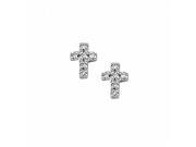 Fine Jewelry Vault UBNER40484AGCZ Brilliant Cut CZ 925 Silver Cross Earrings 12 Stones
