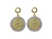 Dlux Jewels Sterling Silver Two Tone Vermeil Hammered Cubic Zirconia Earrings