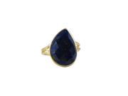 Dlux Jewels 5 x 9 Lapis Lazurite Semi Precious Stone Set with Gold Plated Sterling Silver Adjustable Ring
