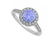 Fine Jewelry Vault UBUNR50345W14CZTZ Newest Tanzanite December CZ April Birthstone Halo Engagement Ring 24 Stones